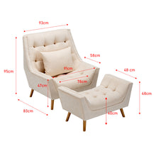 Load image into Gallery viewer, Chenille Lounge Armchair And Footstool, Beige
