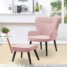 Load image into Gallery viewer, Frosted Velvet Smiley Lounge Armchair and Footstool, Pink
