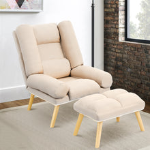 Load image into Gallery viewer, Lounge Recliner Chair And Footstool, Beige
