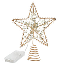 Load image into Gallery viewer, Livingandhome Modern Metal Pre-Lit Star Christmas Tree Topper with Beads, CD0477
