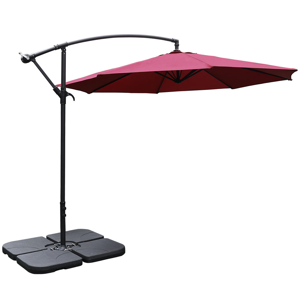 3M Banana Parasol Patio Umbrella Sun Shade Shelter with Petal Base