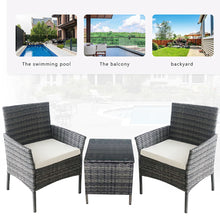 Load image into Gallery viewer, Set of 3 Outdoor Patio Rattan Furniture Modern Bistro Chair and Side Table Set

