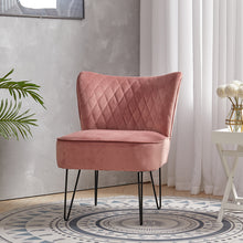 Load image into Gallery viewer, Velvet Upholstered Hairpin Legs Wing Back Armchair Smoky Pink
