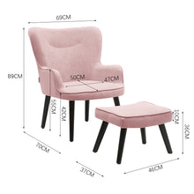 Load image into Gallery viewer, Frosted Velvet Smiley Lounge Armchair and Footstool, Pink
