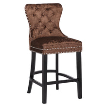 Load image into Gallery viewer, Vintage Buttoned Studded Counter Seat Crushed Velvet Bar Stools
