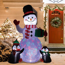 Load image into Gallery viewer, Inflatable Penguin Snowman Air Blown with Rotatable LED RGB Lamp Outdoor Decor
