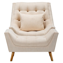 Load image into Gallery viewer, Chenille Lounge Armchair And Footstool, Beige
