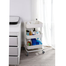 Load image into Gallery viewer, 3 Tier Kitchen Storage Trolley Metal Tower Rack Bathroom Shelf
