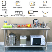 Load image into Gallery viewer, 2 Tier Stainless Steel Commercial Catering Table Work Bench Kitchen Worktop Backsplash
