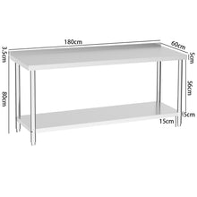 Load image into Gallery viewer, 2 Tier Stainless Steel Commercial Catering Table Work Bench Kitchen Worktop Backsplash
