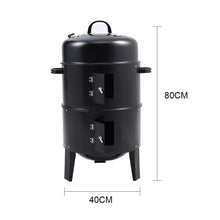 Load image into Gallery viewer, 3 in 1 BBQ Charcoal Grill 3 Tier Smoker
