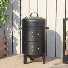 Load image into Gallery viewer, 3 in 1 BBQ Charcoal Grill 3 Tier Smoker
