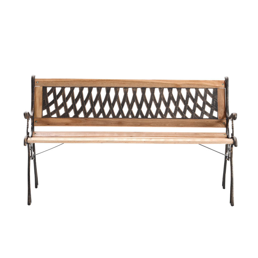 Wooden Garden Patio Bench Cast Iron Ends Legs Outdoor Park Chair 2-3 Seater Metal,2 style