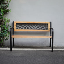 Load image into Gallery viewer, Garden Bench Outdoor Wooden 3 Seater Cross Lattice and Slat Style
