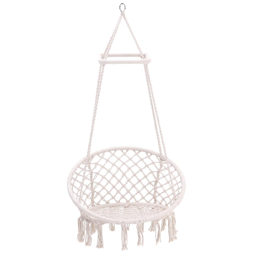 Hand Woven Round Hanging Hammock Macrame Chair for Indoor