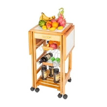 Load image into Gallery viewer, Wooden Drop-Leaf Kitchen Trolley with Wheels
