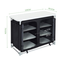 Load image into Gallery viewer, Camping Kitchen Table Portable Cabinet Kitchen Storage Black
