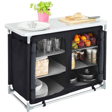Load image into Gallery viewer, Camping Kitchen Table Portable Cabinet Kitchen Storage Black
