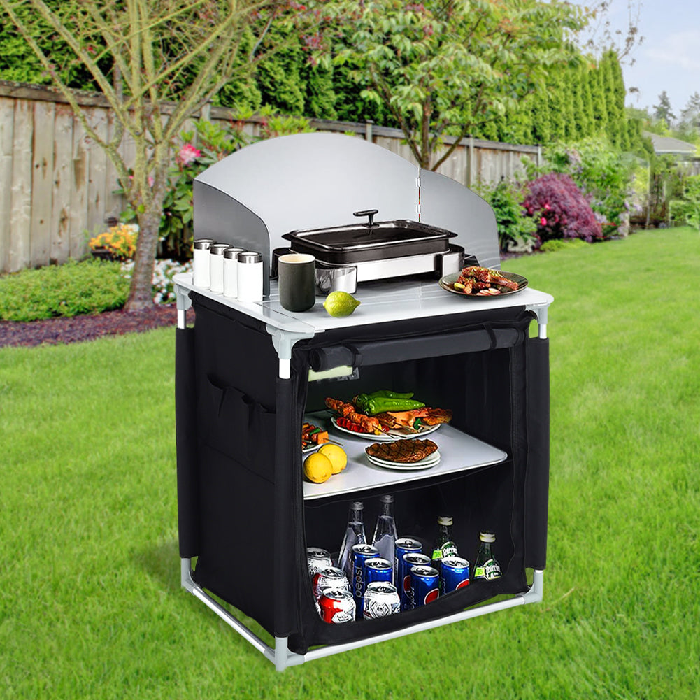 Camping BBQ Picnic Kitchen Stand Unit Storage Portable Outdoor