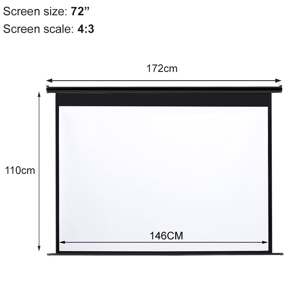 Electric Pull-Down Projector Screen 4:3 White Matte Home Cinema-four size option