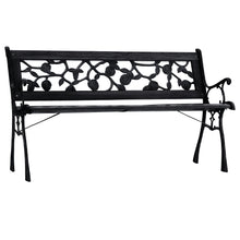 Load image into Gallery viewer, Outdoor 2-3 Seater Garden Bench Porch Metal Seat Patio Chair Armrest Park Seat
