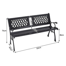 Load image into Gallery viewer, Metal&amp;Wood Garden Bench Seat Patio 2-3 Seater Armrest Chair Iron Outdoor Seating -2 Style
