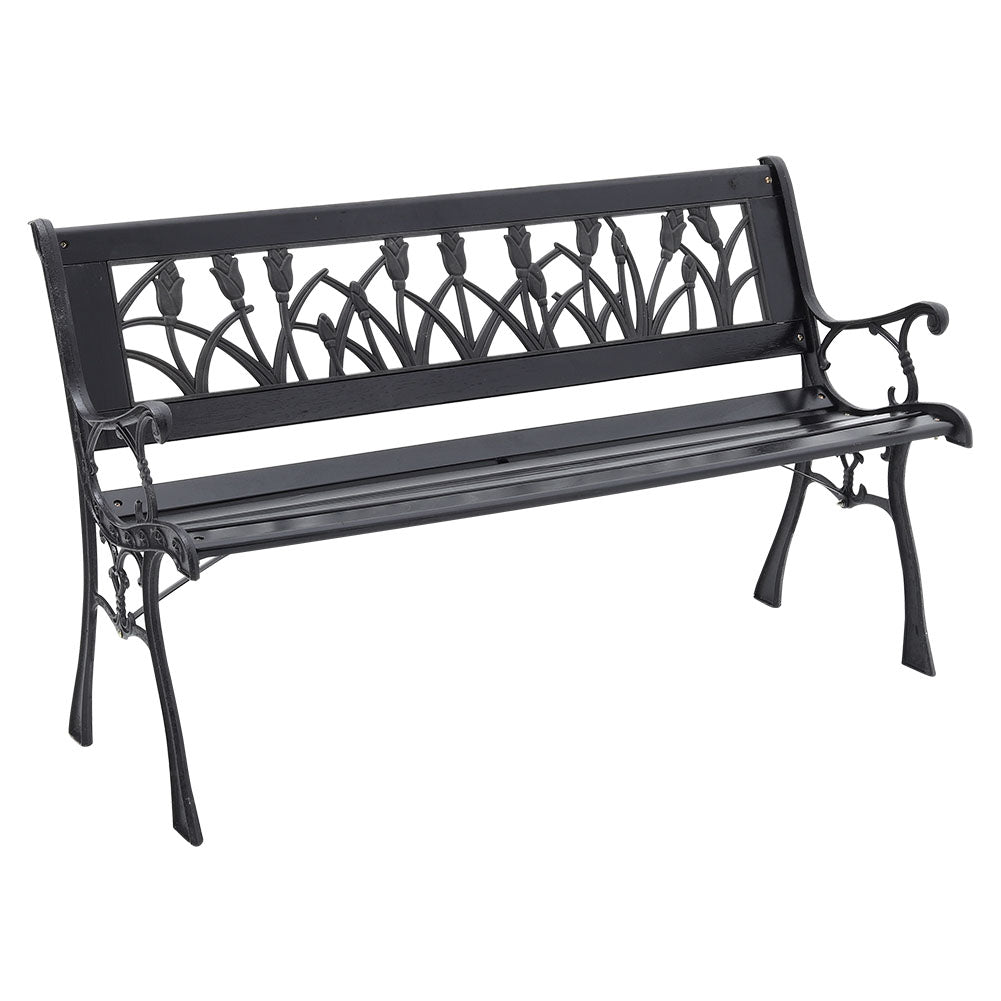 Metal&Wood Garden Bench Seat Patio 2-3 Seater Armrest Chair Iron Outdoor Seating -2 Style