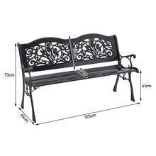 Load image into Gallery viewer, 2-Seater Black Wooden Garden Bench Patio Park Steel Porch Path Chair Outdoor
