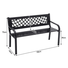 Load image into Gallery viewer, Garden Bench 2-3 Seater Metal Armrest Chair Wood Seat Backrest Patio Outdoor

