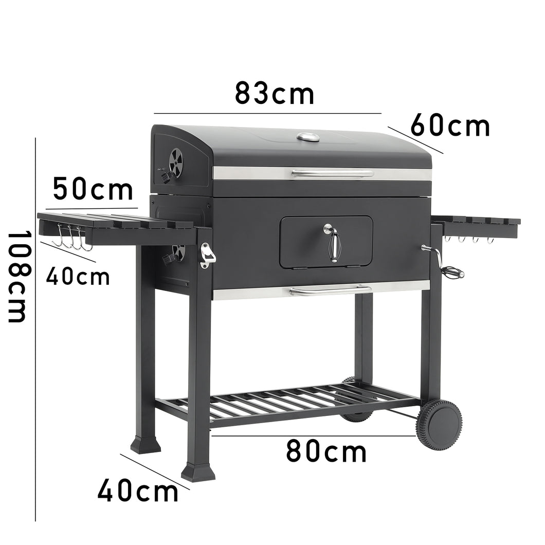 Large BBQ Grills Stove Trolley Barbecue Cart Built in Thermometer with Wheels-2 Size