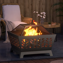 Load image into Gallery viewer, Fire Pit Wood Burning Garden Fire Pits w/ Spark Screen Cover &amp; Poker
