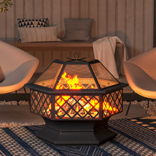 Load image into Gallery viewer, Fire Pit Iron Hexagon Shape Wood Burning w/ Spark Screen
