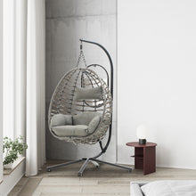 Load image into Gallery viewer, Wrapped Rattan Steel Hanging Egg Chair Leisure Chair Cushion Hammock Swing Chair
