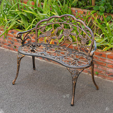Load image into Gallery viewer, Copper Rose Cast Iron Park Bench Vintage Seating Garden Chairs Outdoor Furniture
