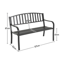 Load image into Gallery viewer, Black Garden Bench Patio Chair Cast Iron Metal Slat Seat Backrest Outdoor Picnic
