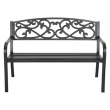Load image into Gallery viewer, Cast Iron Garden Bench with Curved Vines 3-Seater Parkyard Furniture Black
