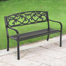 Load image into Gallery viewer, Cast Iron Garden Bench with Curved Vines 3-Seater Parkyard Furniture Black
