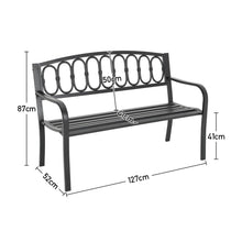 Load image into Gallery viewer, Garden Bench Porch Chair Furniture Patio Park Loveseat Cast Iron Metal Outdoor Bench Black
