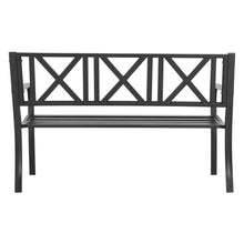Load image into Gallery viewer, Cast Iron Garden Bench with X-Shaped Pattern 3-Seater Parkyard Seating
