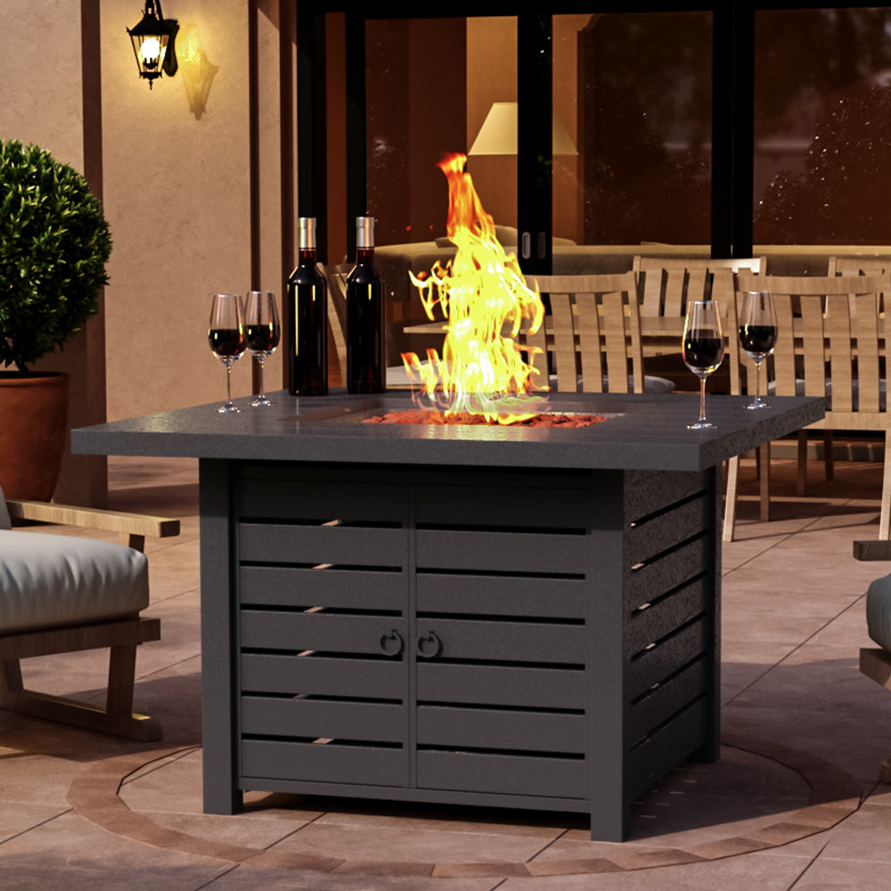 99cm H Steel Propane Fire Pit Square Outdoor Propane Fire Pit Table