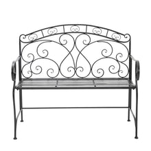 Load image into Gallery viewer, Metal Garden Bench Folding 2 Seater Chair Bench Outdoor Seating Furniture
