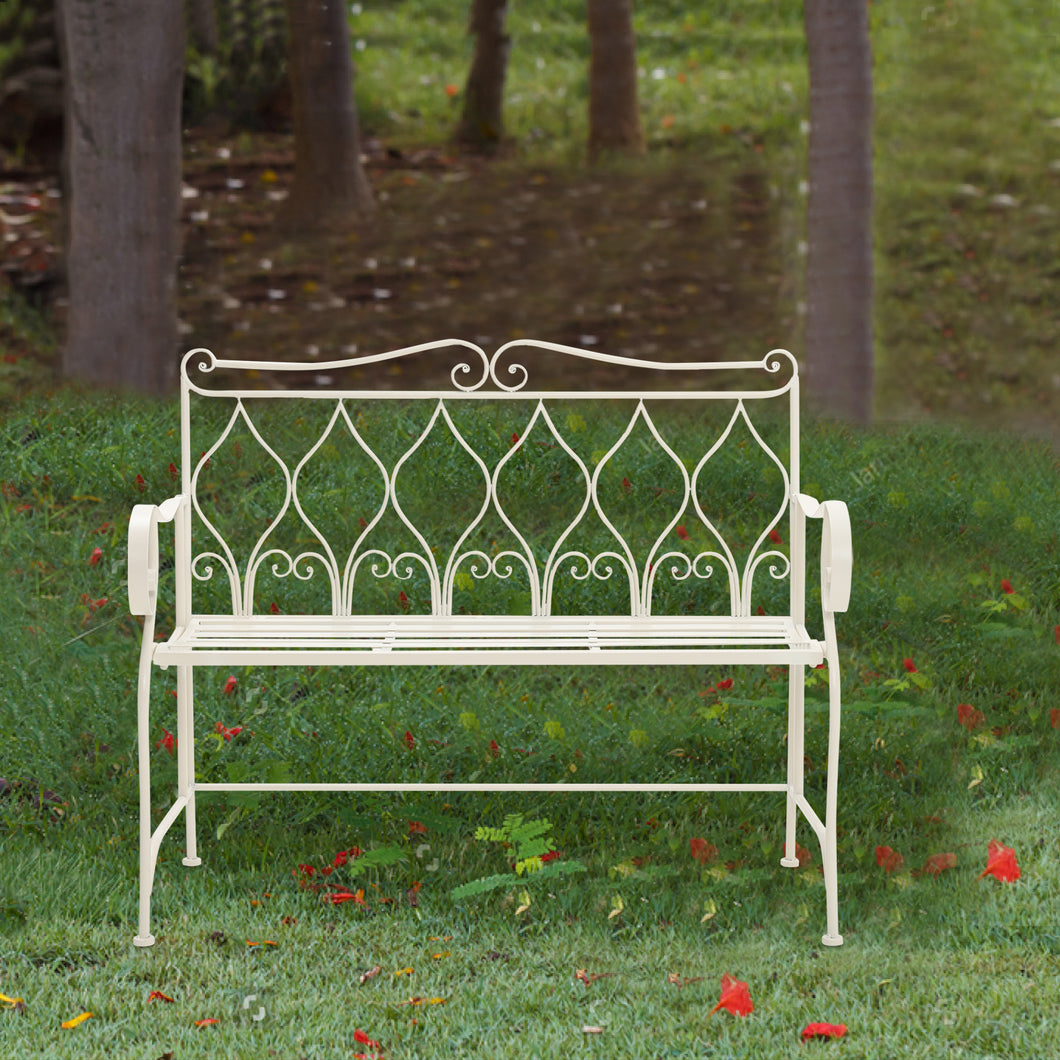 2-Seater Iron Garden Bench Outdoor Patio Furniture Terrace Seating