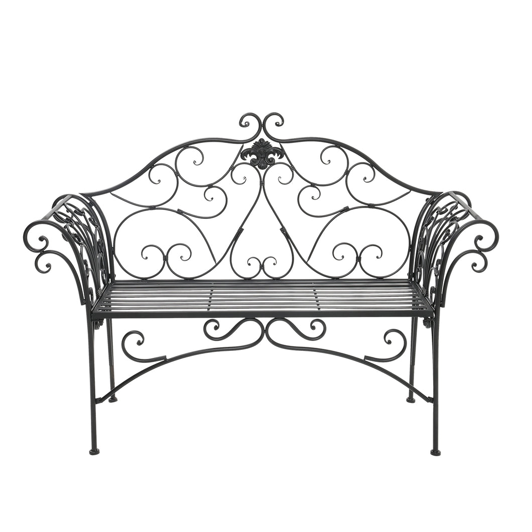 Metal Garden Bench 2-Seater Outdoor Patio Chair Furniture