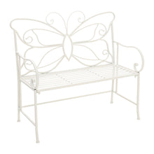 Load image into Gallery viewer, White Butterfly Iron Metal 2 Seats Garden Patio Bench Seat
