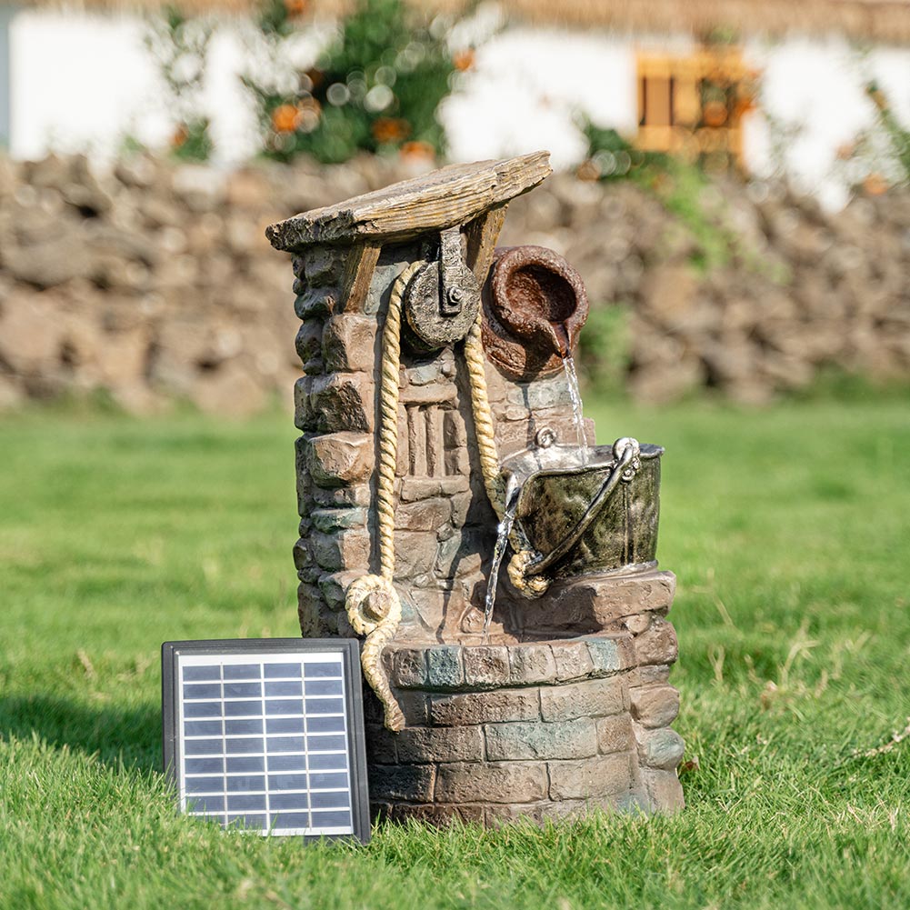 Outdoor Creative Statue Water Fountain Decor Solar Powered