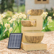 Load image into Gallery viewer, Outdoor Water Fountain Rockery Decor 3 Tier Bowls Solar Powered
