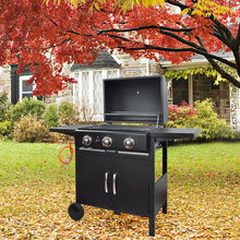 Load image into Gallery viewer, 3-Burner Outdoor BBQ Propane Gas Grill with Wheels, AI0966
