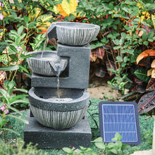 Load image into Gallery viewer, Outdoor Water Fountain Rockery Decoration 3 Tier Bowls Solar Powered, AI0983
