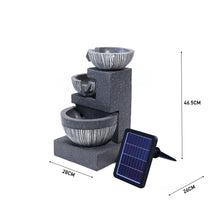 Load image into Gallery viewer, Outdoor Water Fountain Rockery Decoration 3 Tier Bowls Solar Powered, AI0983
