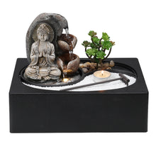 Load image into Gallery viewer, Buddha Zen Tabletop Fountain with LED Light, Tealight Holder and Succulent, AI1037
